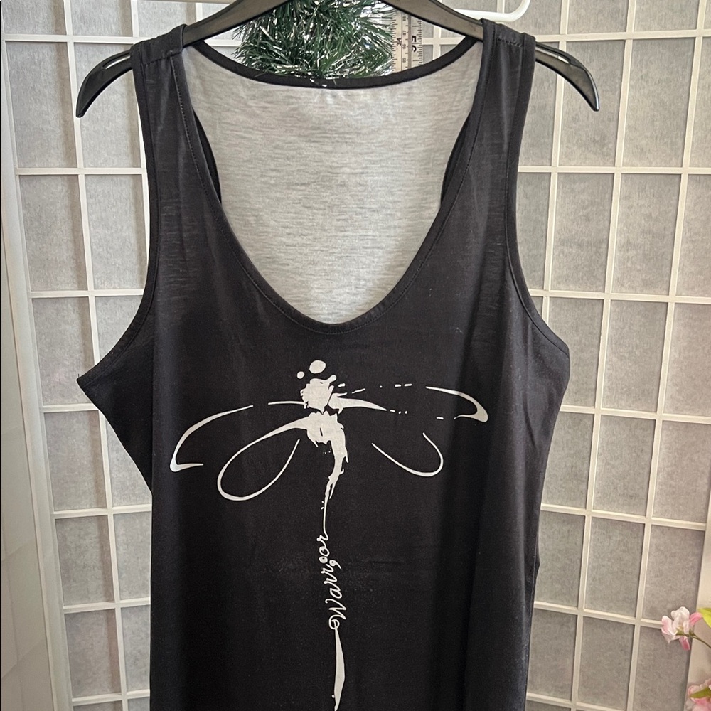 Black Sleeveless with Dragonfly Design tank dress